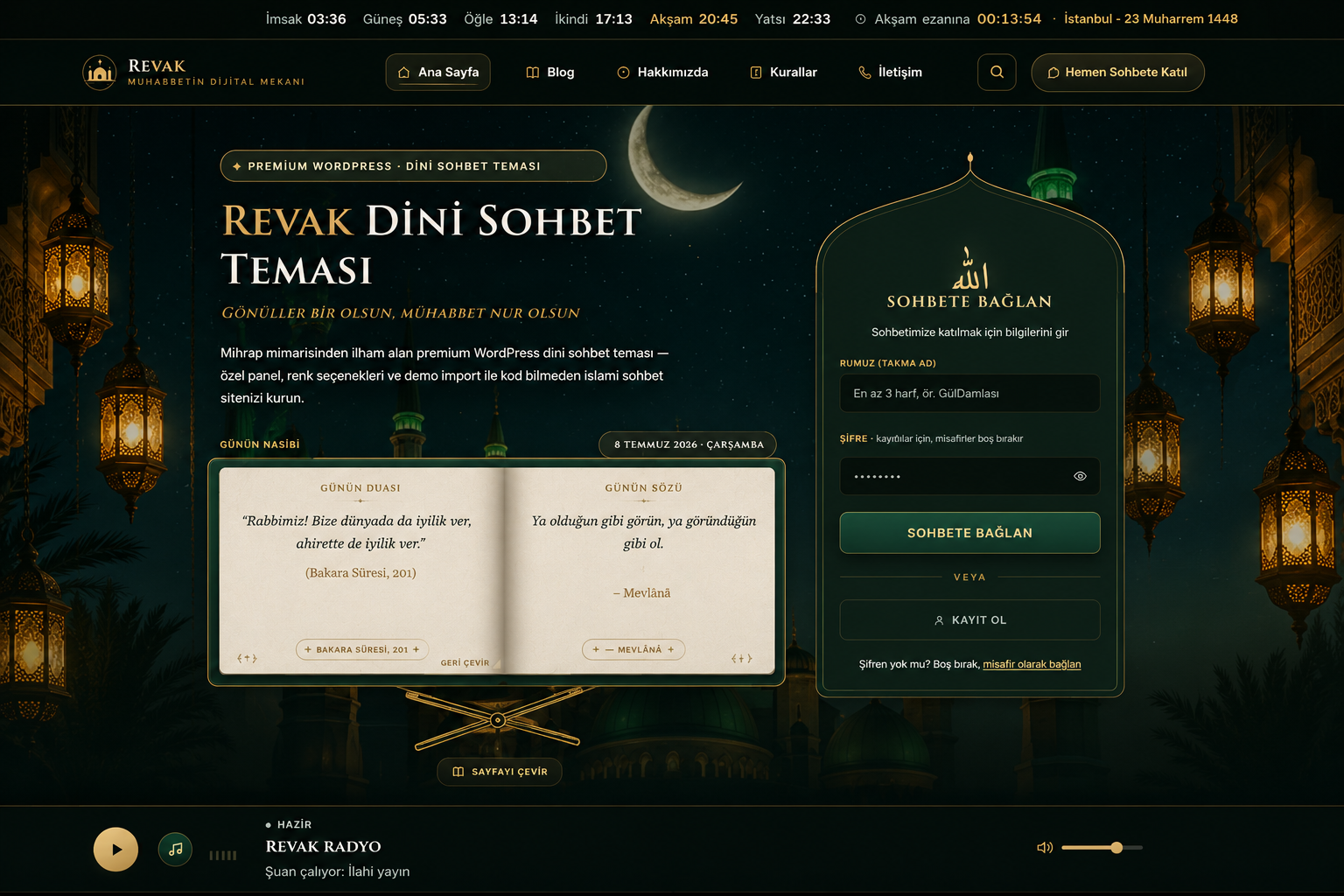 Revak - Dini Sohbet Teması ana ekran görüntüsü