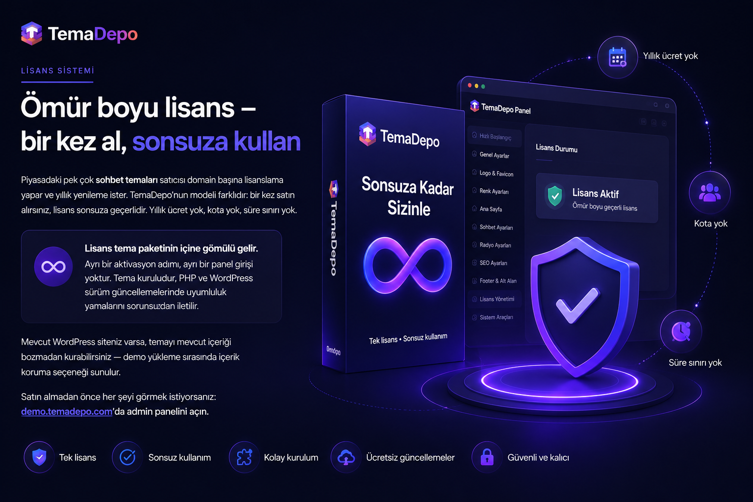 TemaDepo ömür boyu lisans güvencesi